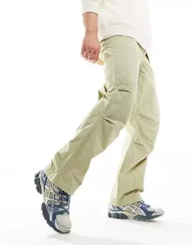 Широкие брюки карго серо-зеленого цвета ASOS