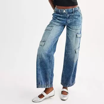 Широкие брюки-карго SO для юниоров с низкой посадкой и широкими штанинами, цвет Medium