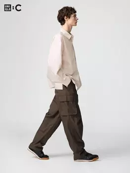 Широкие брюки-карго Uniqlo, коричневый