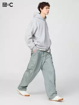 Широкие брюки-карго Uniqlo, зеленый