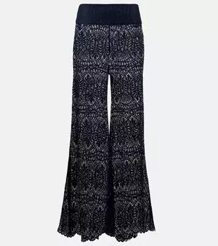 Широкие брюки-клеш с кружевом Paloma Alexandra Miro, темно-синий