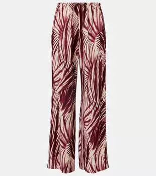 Широкие брюки-клёш из крепдешина Dries Van Noten, бордовый