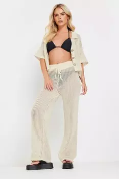 Широкие брюки крючком Pixiegirl Petite, бежевый