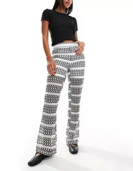 Широкие брюки крючком в полоску Pieces
