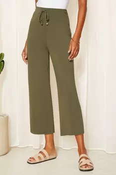 Широкие брюки кюлоты из джерси с поясом Friends Like These, хаки