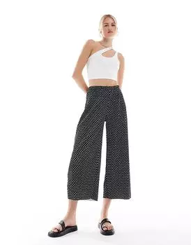 Широкие брюки-кюлоты плиссе в горошек ASOS