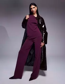 Широкие брюки купро ASOS DESIGN цвета винограда