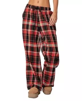 Широкие брюки Lounge Around Plaid Edikted, красный