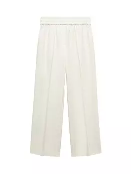 Широкие брюки MANGO Wide leg Pleated Pants Pina, экрю