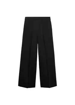 Широкие брюки MANGO Wide leg Pleated Pants Limona, черный