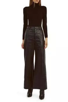 Широкие брюки Marlowe из искусственной кожи Bardot, черный