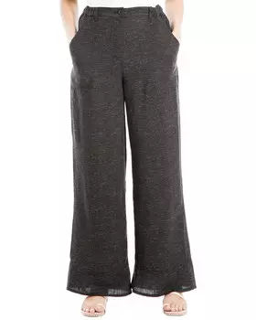 Широкие брюки Max Studio из льняной смеси, черный