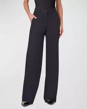 Широкие брюки Melin из хлопкового поплина Akris, цвет Black