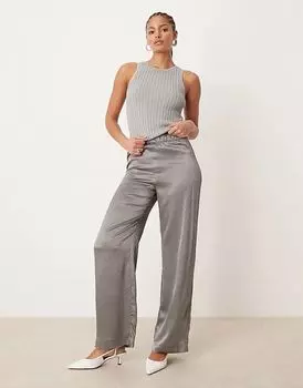 Широкие брюки металлик серого цвета JDY