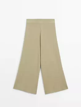 Широкие брюки миланского трикотажа Massimo Dutti, хаки