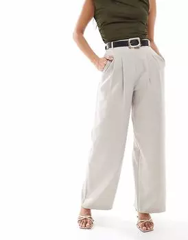 Широкие брюки Miss Selfridge Petite, приталенные в бежевую полоску