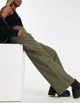 Широкие брюки Monki цвета хаки