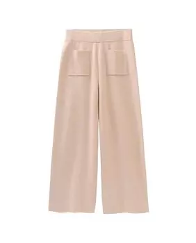 Широкие брюки мягкой вязки для девочки с передними карманами Dadati, бежевый