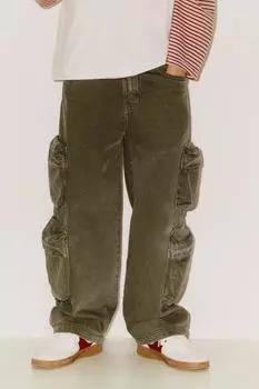 Широкие брюки multicargo ZARA, хаки