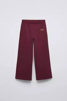 Широкие брюки на подкладке ZARA, бордовый
