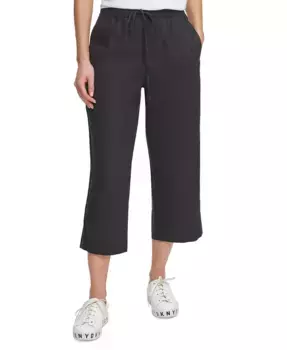 Широкие брюки на резинке DKNY, черный