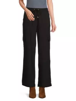 Широкие брюки на шнурке Ellen Tracy, черный