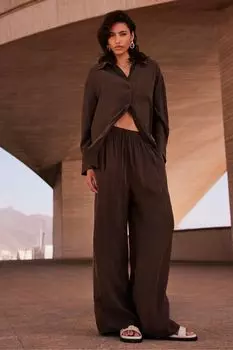 Широкие брюки на шнурке Mint Velvet, коричневый