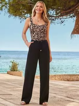 Широкие брюки на завязках Sosandar, черный