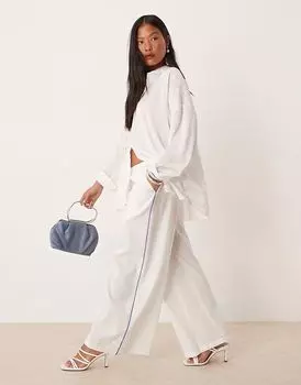 Широкие брюки Nobody's Child Petite Reese белого цвета с синими полосками по бокам