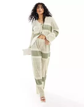 Широкие брюки Object со складками и абстрактным узором