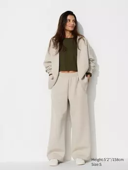 Широкие брюки от сухого пота короткие Uniqlo, бежевый