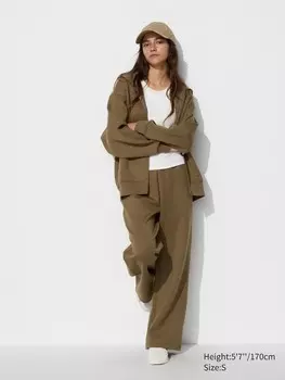 Широкие брюки от сухого пота Uniqlo, зеленый