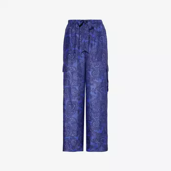 Широкие брюки Ottie из шелка со средней посадкой и узором пейсли Zimmermann, синий