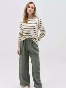 Широкие брюки-палаццо из льна Hybrid, цвет army green