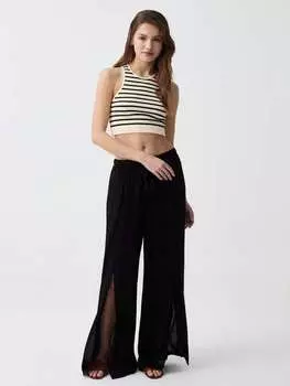 Широкие брюки-палаццо с разрезами B.Angel, цвет black