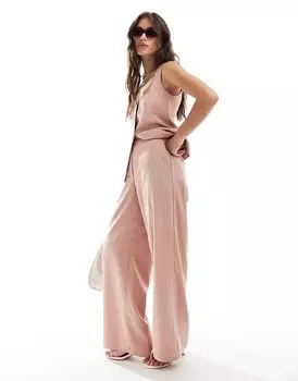 Широкие брюки-папы ASOS DESIGN с начесом в розовую полоску — часть комплекта