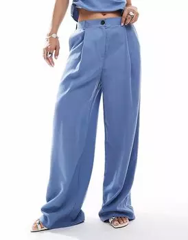 Широкие брюки-папы из лиоцелла ASOS DESIGN синего цвета