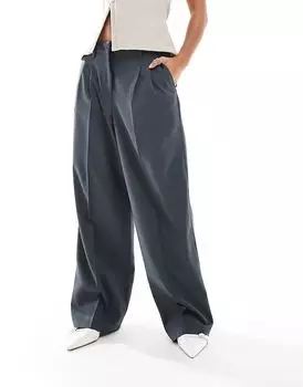 Широкие брюки-папы Риты, сшитые на заказ, асфальтово-серого цвета Vero Moda