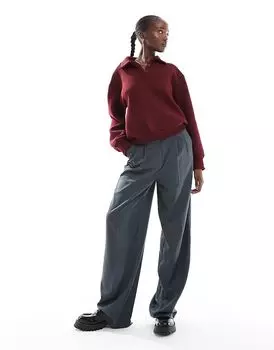 Широкие брюки-папы Риты, сшитые на заказ, асфальтово-серого цвета Vero Moda