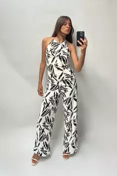 Широкие брюки пике с принтом ZARA, цвет printed