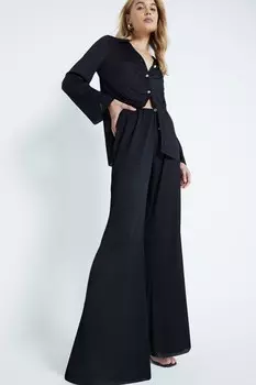 Широкие брюки плиссе River Island, черный