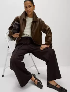Широкие брюки Ponte Utility Marks & Spencer, цвет Bitter chocolate