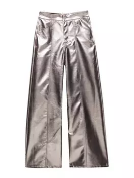 Широкие брюки Pull&Bear, серебряный
