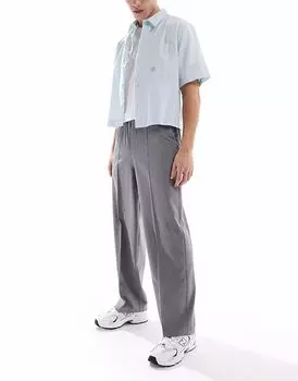 Широкие брюки Pull&Bear серого цвета