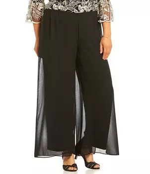 Широкие брюки размера плюс с жоржетом Alex Evenings, черный