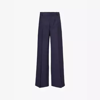 Широкие брюки Regular-Fit с высокой посадкой из шерстяного крепа Polo Ralph Lauren, синий