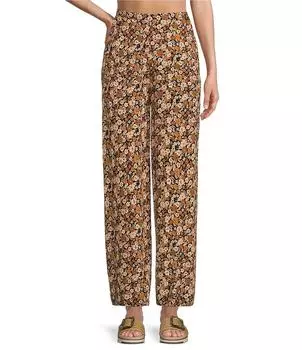 Широкие брюки Rip Curl Sea Of Dreams с высокой посадкой и цветочным принтом, коричневый
