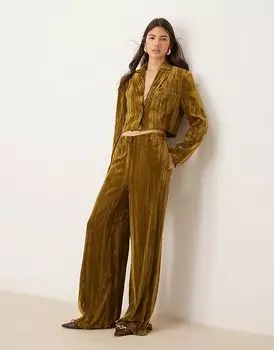 Широкие брюки River Island из оливкового бархата (часть комплекта)