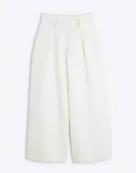 Широкие брюки River Island Petite с высокой талией кремового цвета