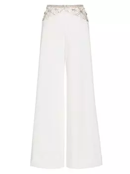 Широкие брюки ручной работы из бисера PatBO, белый